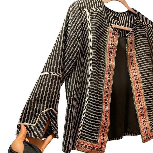 Rafaella Blazer Women Size Medium Mix Media Open Front Lightweight Preppy Causal - Picture 6 of 7